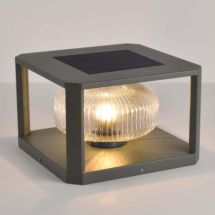 Modern Solar Stainless Steel Glass Cube Ball Landscape Light