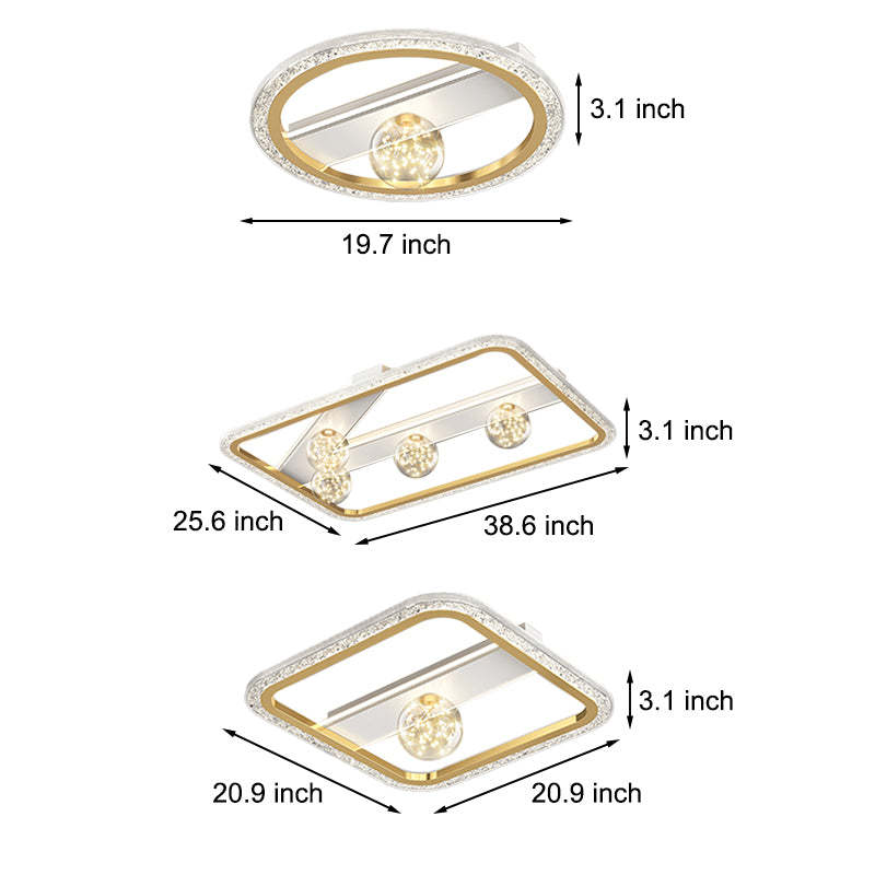 Round Rectangular Dimmable LED Ball Modern Ceiling Light