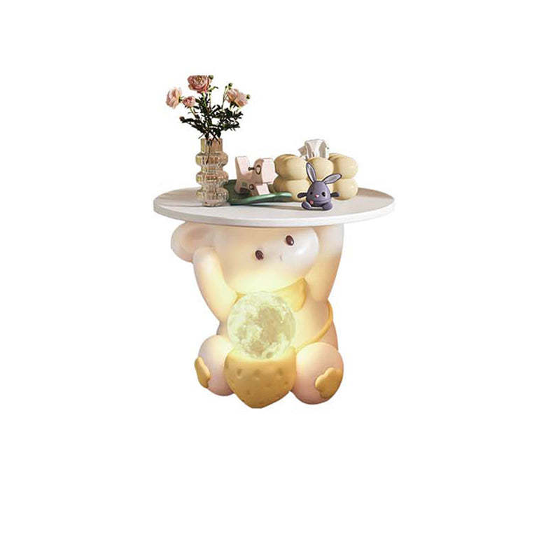 Modern Art Deco Kids Rabbit Resin Wood End Table 1-Drawer