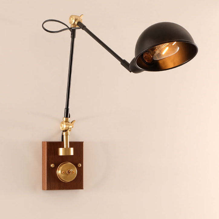 Japanese Vintage Walnut Iron Rotating Sconce