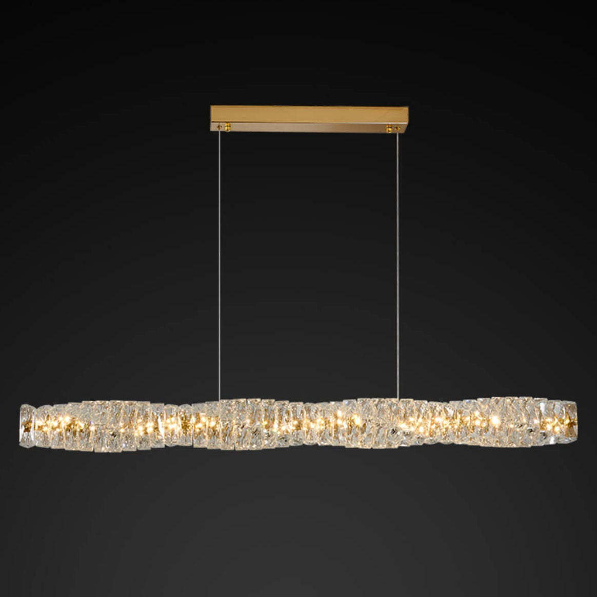 Modern Stainless Steel Crystal Strip LED Island Pendant