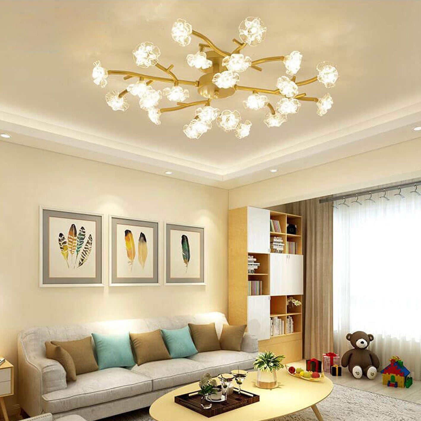 Nordic Plum Blossom Branch LED Ceiling Light