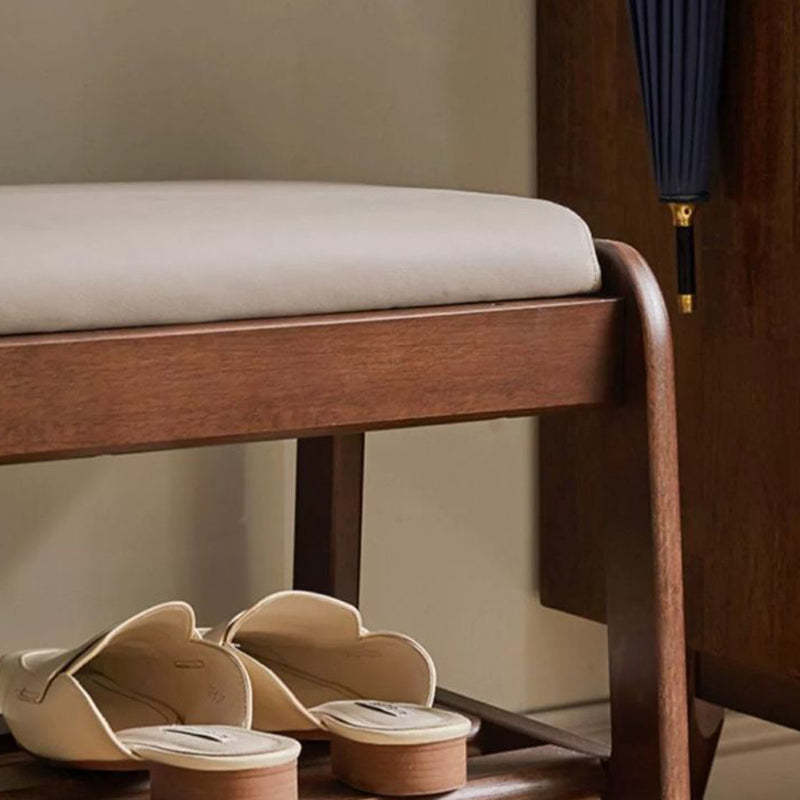 Minimalist Wood Leather Shoe Storage Bench