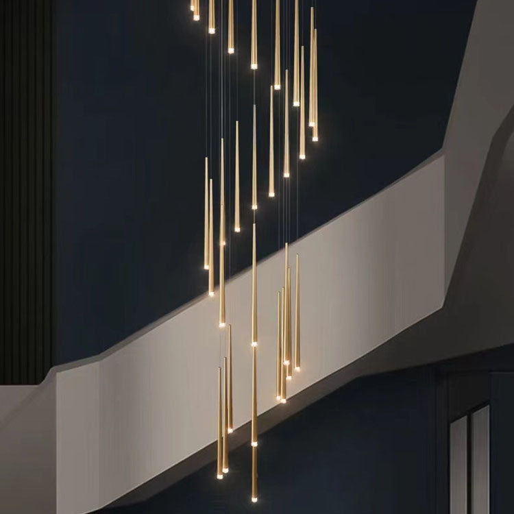 Minimalist Tapered Tube Iron Acrylic LED Island Chandelier