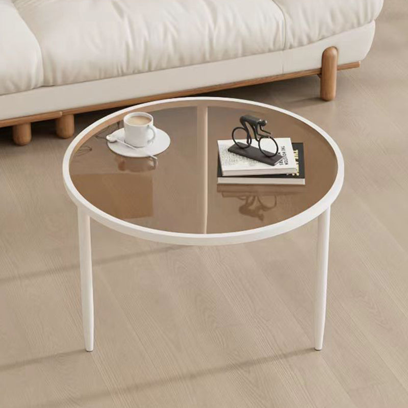 Minimalist Round Glass Metal Coffee Table — Transparent + Gold Frame