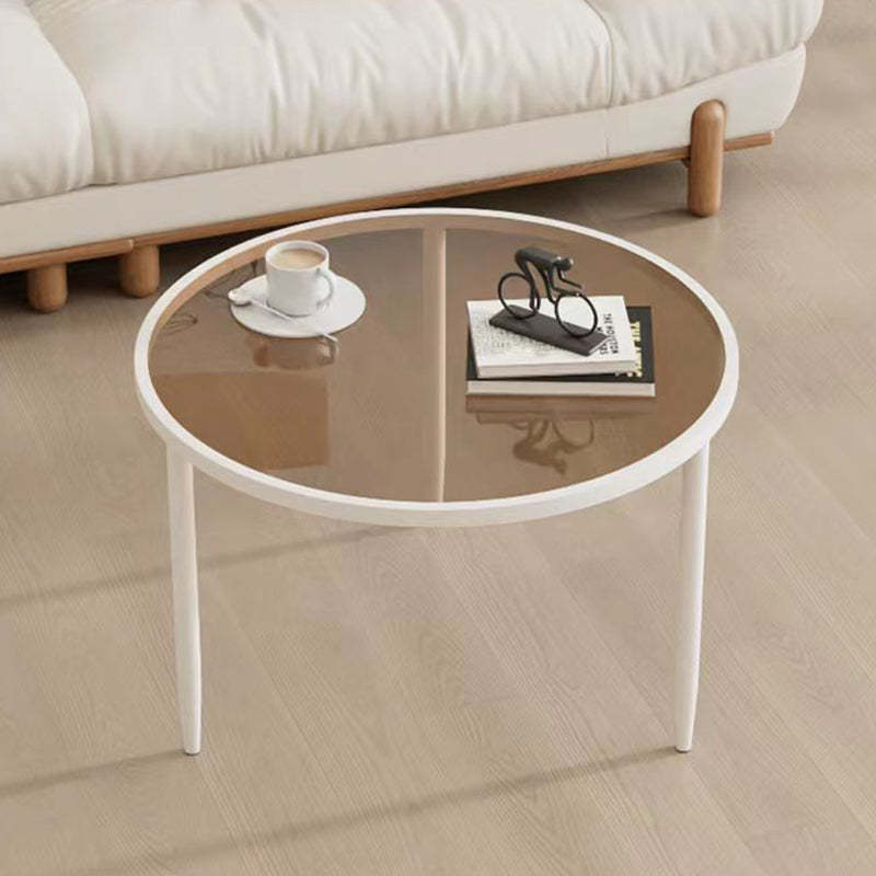 Minimalist Round Glass Metal Coffee Table — Transparent + Gold Frame