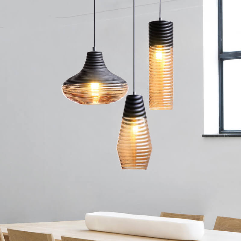 Modern Ribbed Glass Pendant Light