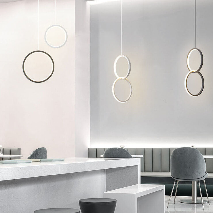 Lighom minimalist circle shade metal pendant lighting — Warm White (3000K) / Single Ring In Black / 220V-240V (UK/AU