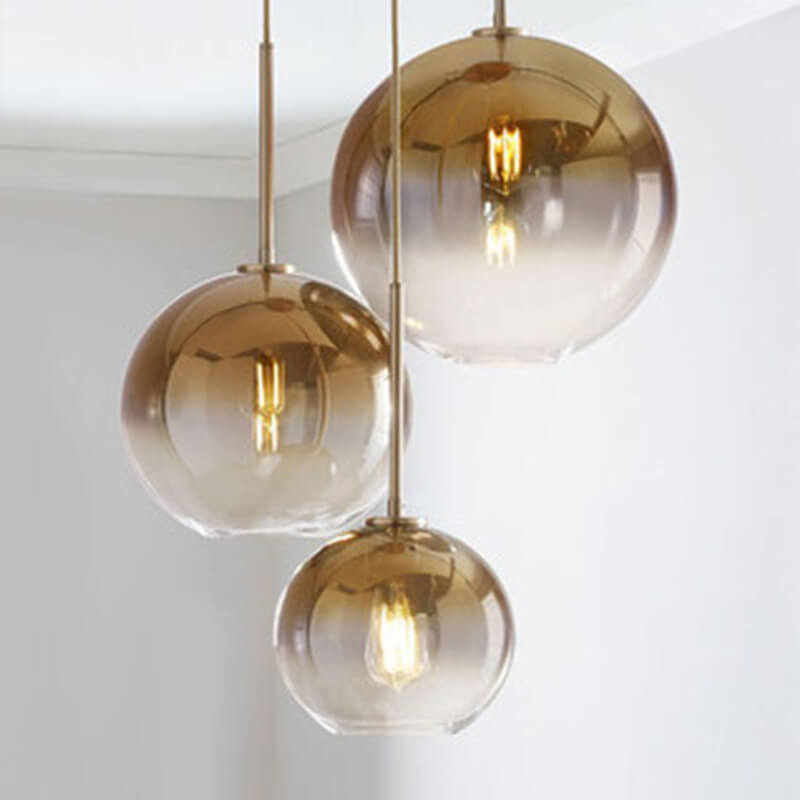 Nordic Gradient Glass Globe Pendant Light
