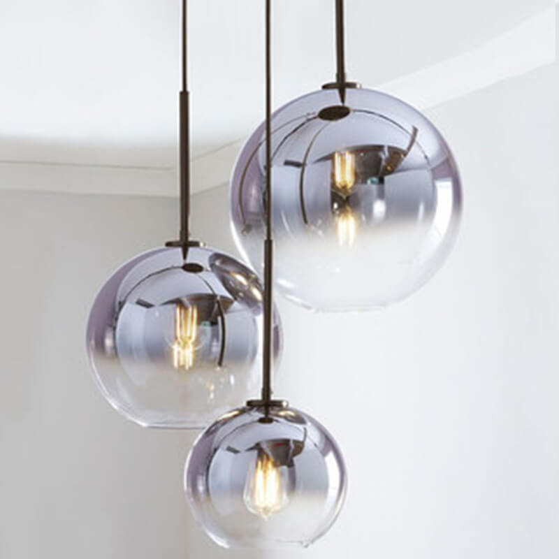 Lighom gradient globe glass pendant lighting for kitchen — 11.81" H x 59.06" L x 11.81" W / Brushed Gold / 220V-240V (UK/AU)