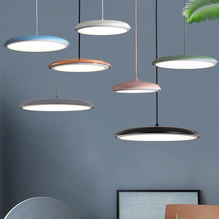 Nordic Macaron Flying Saucer Metal LED Pendant