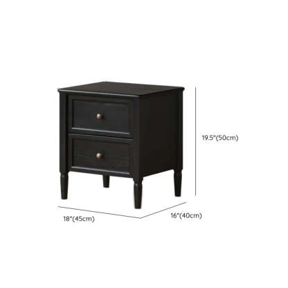 Black Square Oak 2-Drawer Bedside Cabinet