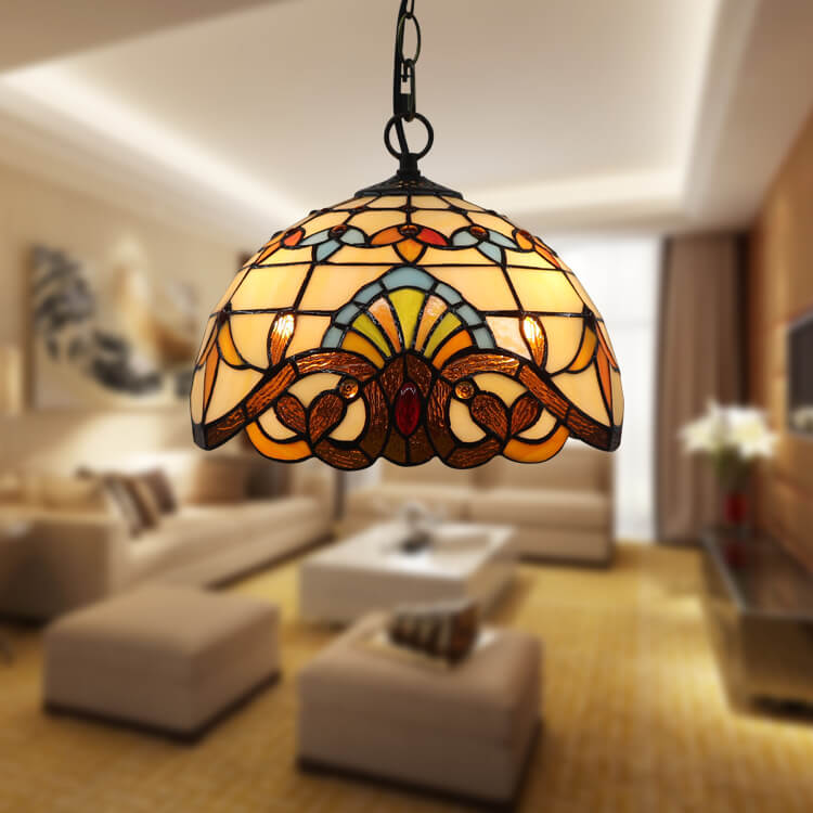 Tiffany Stained Glass Bowl Pendant Light