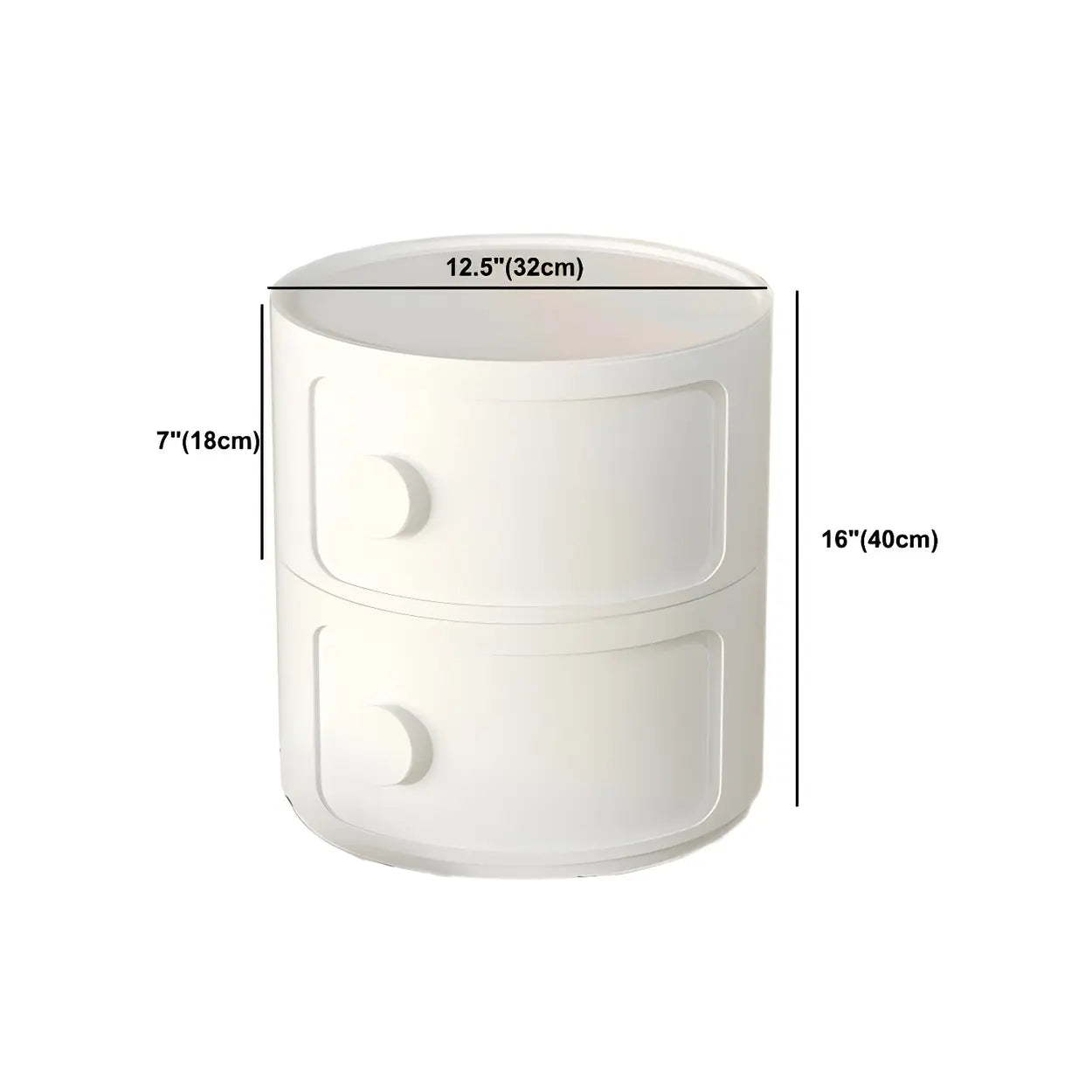 Modern Round White Acrylic Cabinet Nightstand