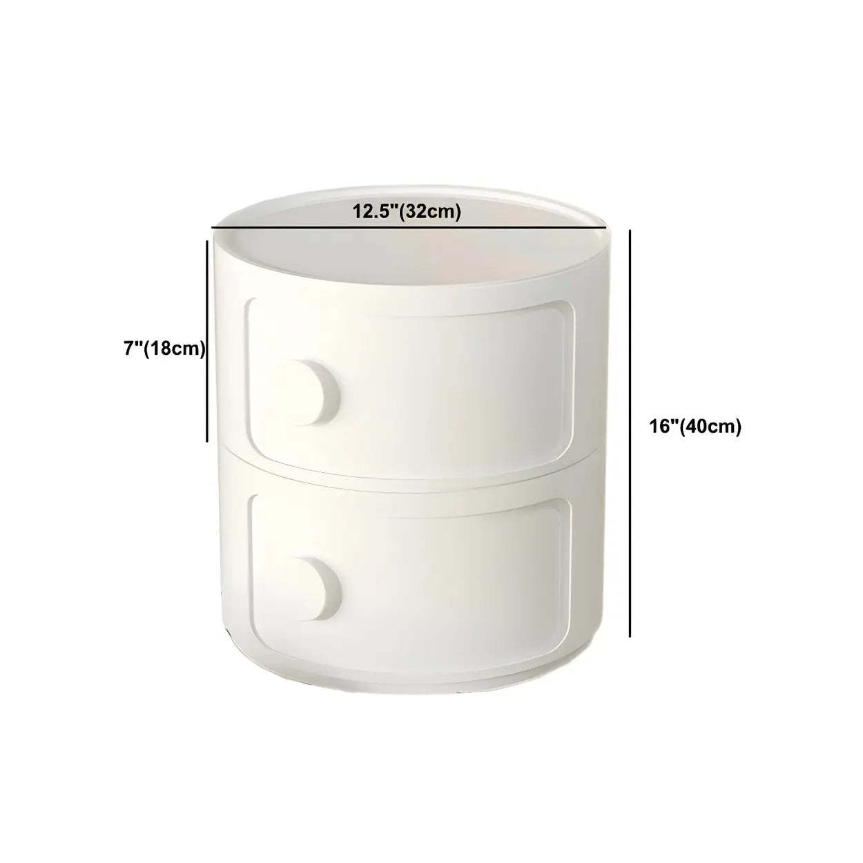 Modern Round White Acrylic Cabinet Nightstand