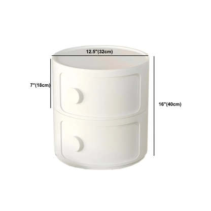 Modern Round White Acrylic Cabinet Nightstand