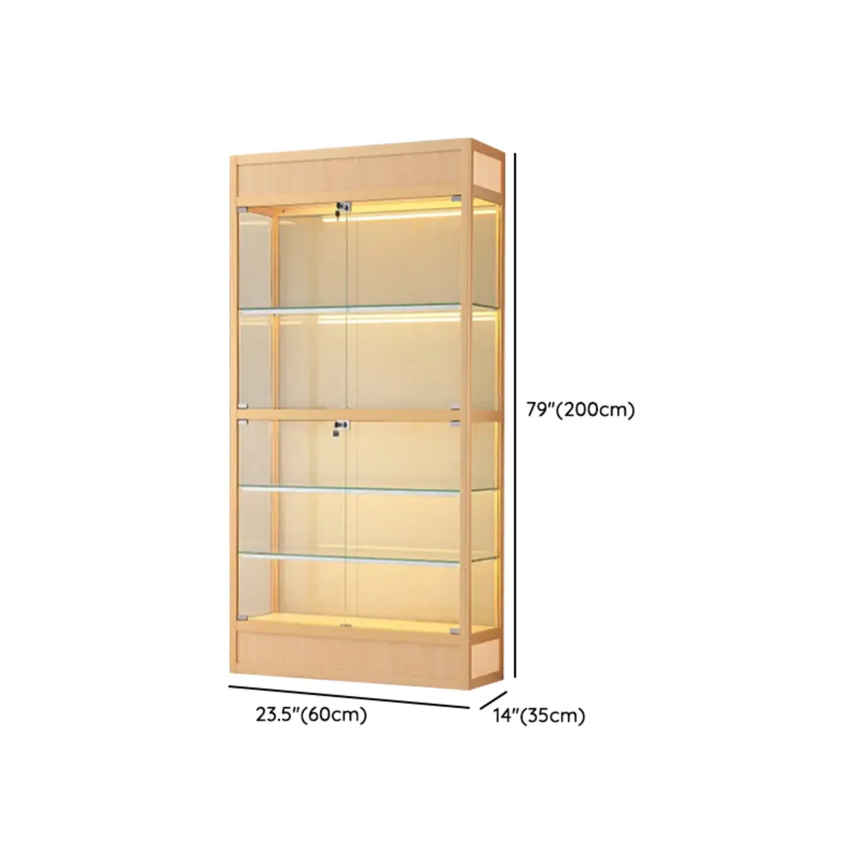 Gold Glass Freestanding Metal Display Cabinet