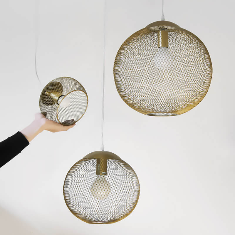 Industrial globe golden metal pendant lighting — 7.87" W x 59.06" L x 7.87" H / 220V-240V (UK/AU)