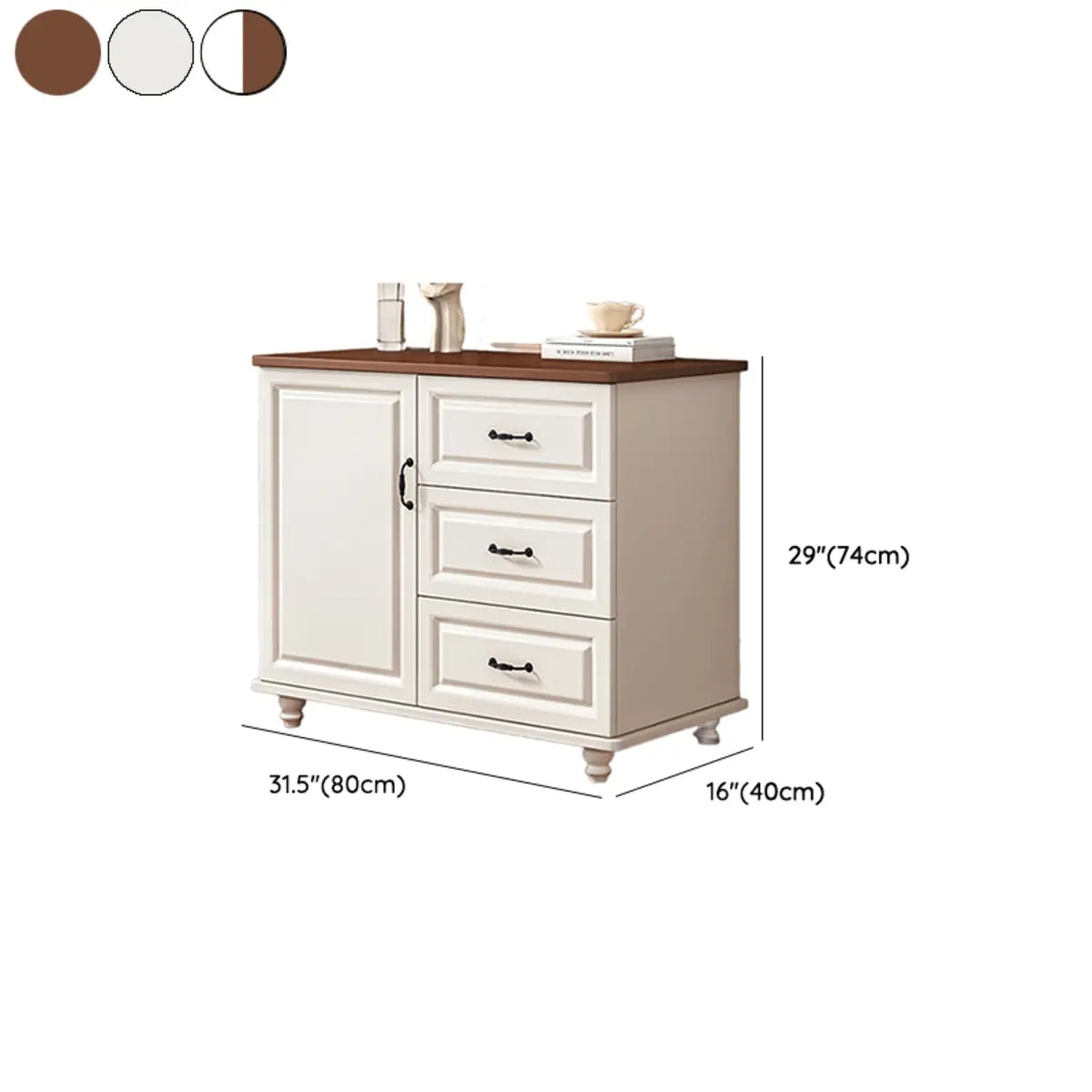 Freestanding Wood Slab White Buffet