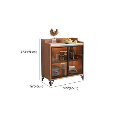 Nut-Brown Wood Kitchen Sideboard China Cabinet — Oak / 3