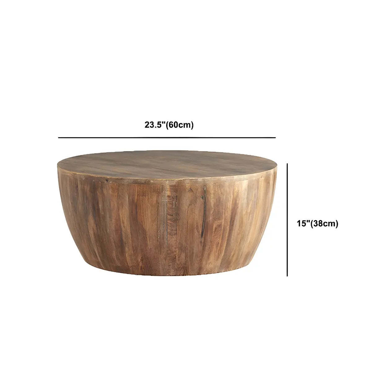 Scandinavian Natural Drum Wood Round Coffee Table