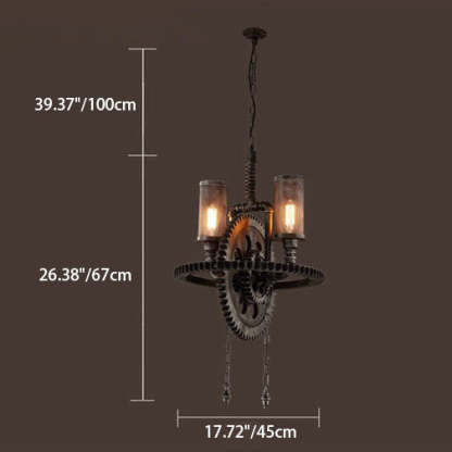 Vintage Industrial Iron Gear Chandelier