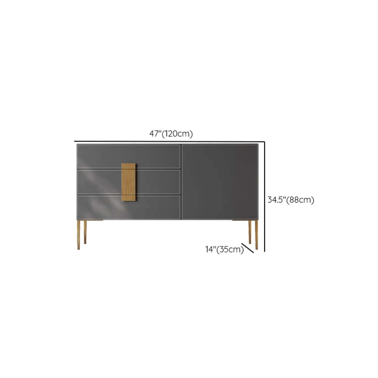 Rectangular Gray Wood Storage Console Table