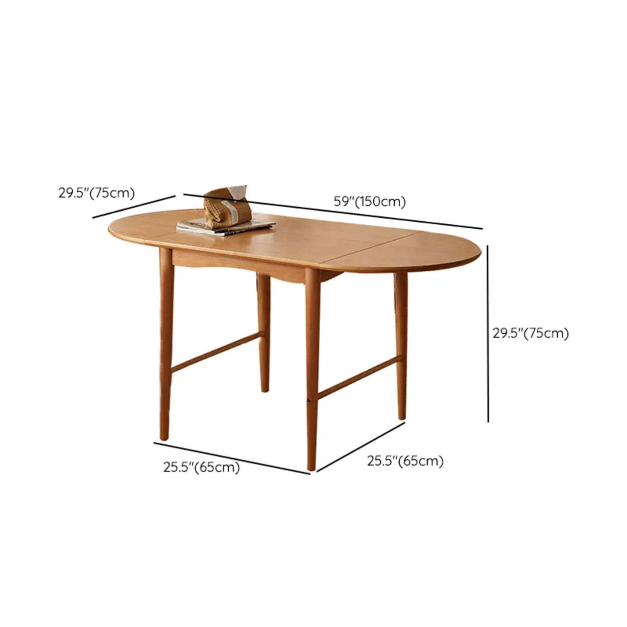 Nordic Natural Wood Oval Drop-Leaf Dining Table