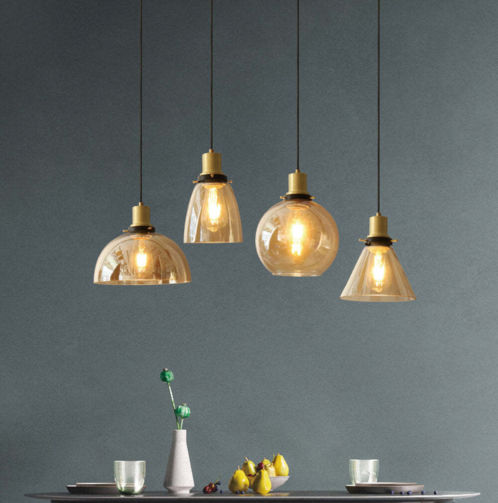 Vintage Semi-Circular Cone Cup Iron Glass Pendant Light