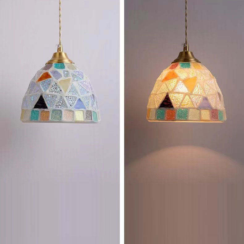 Tiffany Shell Stained Glass Semicircle Pendant Light