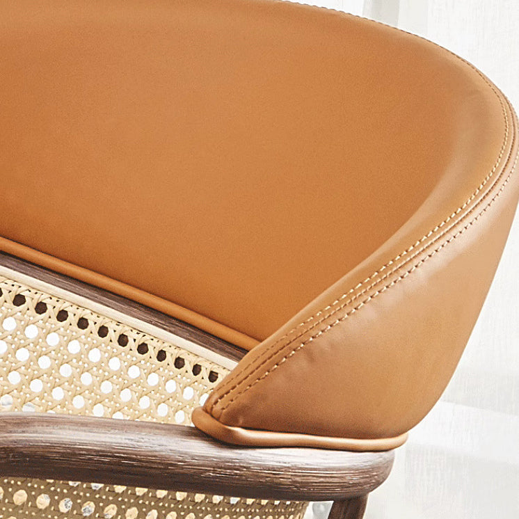 Nordic Leather Rattan Wood Steel Chair