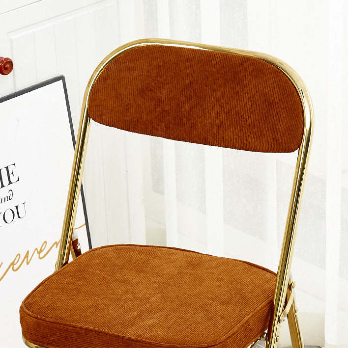 Vintage Velvet Steel Foldable Dining Chair — Gold Frame / Olive-Green