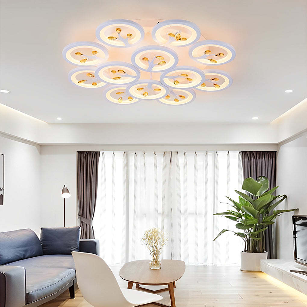 16-Light Flower Dimmable LED White Nordic Flush Mount Light