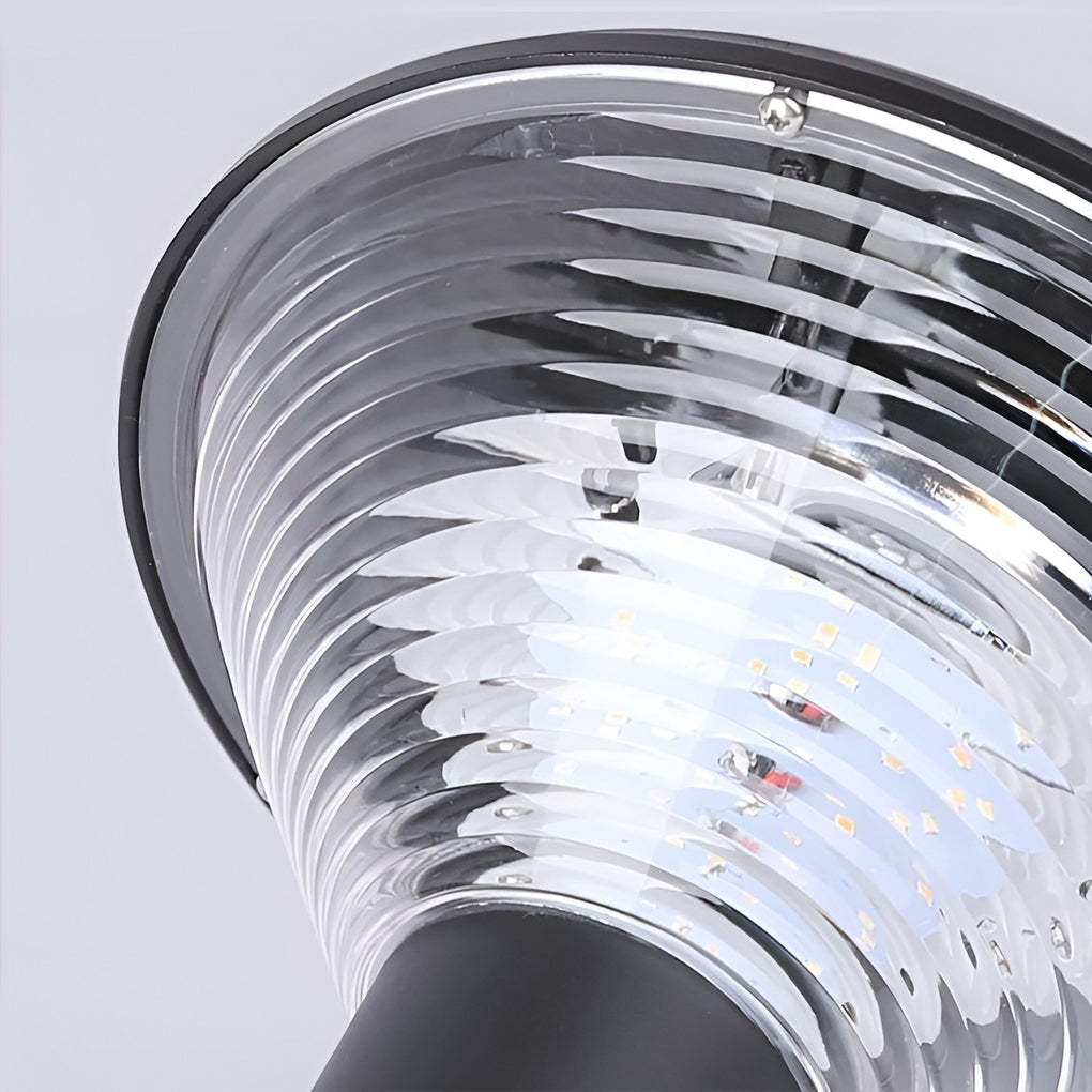 Round Light Control Induction Black Modern Outdoor Solar Pathway Lights-Lighom