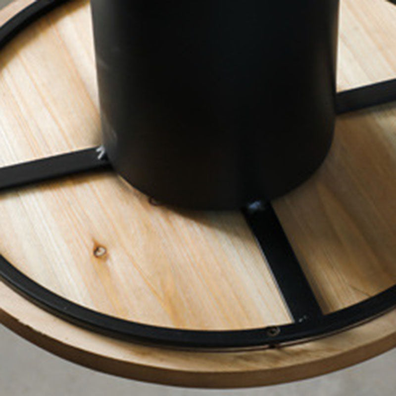 Vintage Round Rattan Iron Wood Coffee Table