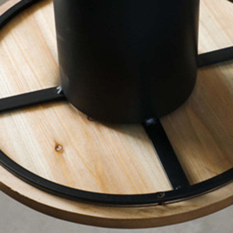 Vintage Round Rattan Iron Wood Coffee Table