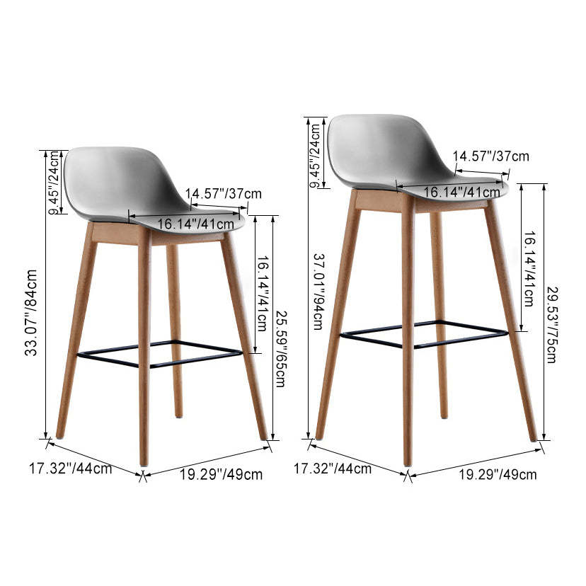 Nordic Wood Metal Bar Stool — White