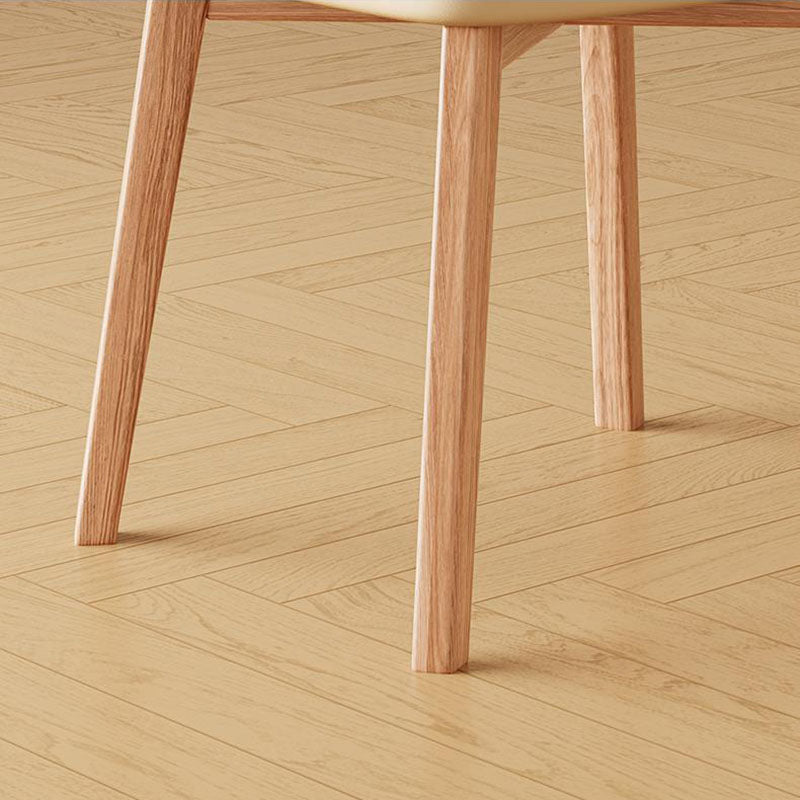 Minimalist Square Wood Leather Armless Chair