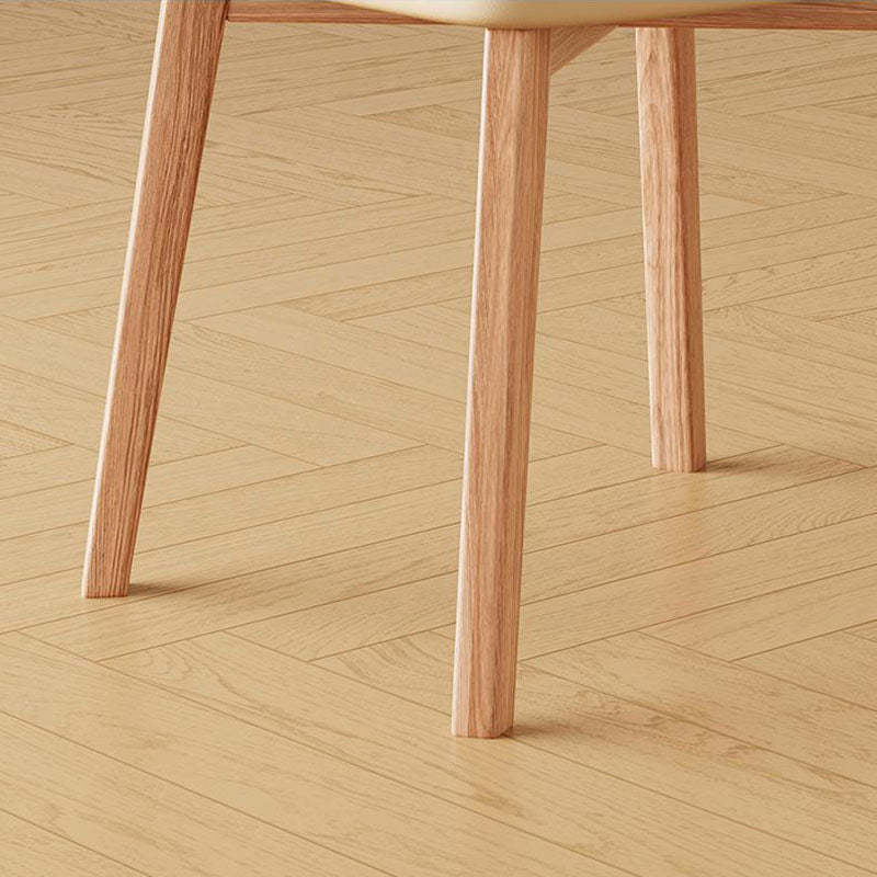 Minimalist Square Wood Leather Armless Chair