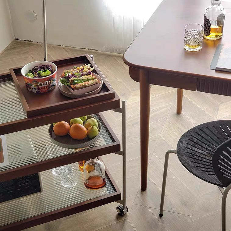 Minimalist Steel Glass Wood End Table