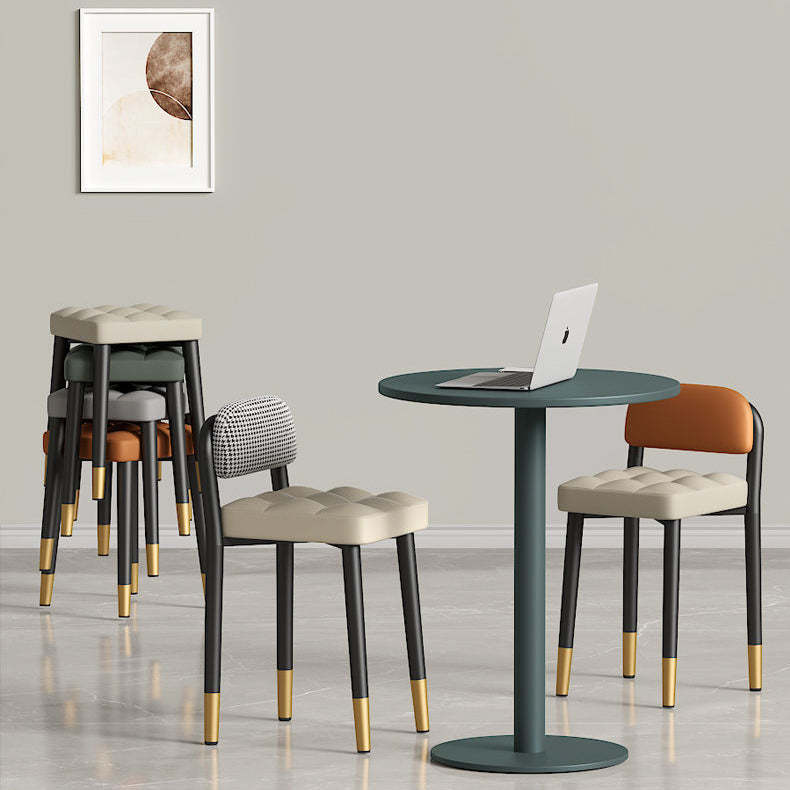 Modern Fabric Upholstered Low Back Vanity Stool