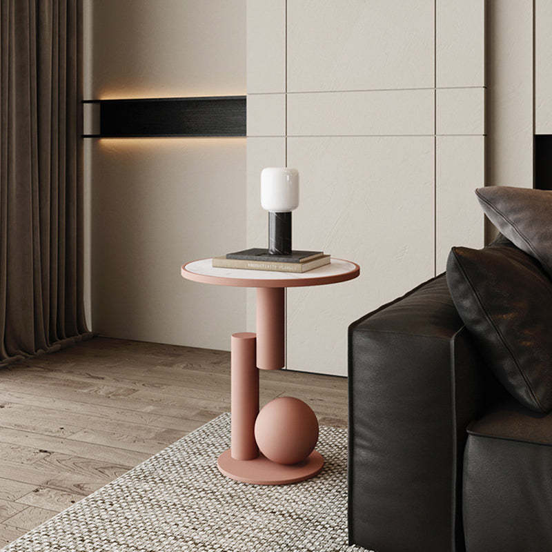Cylinder sintered stone metal marble end & side tables for living room