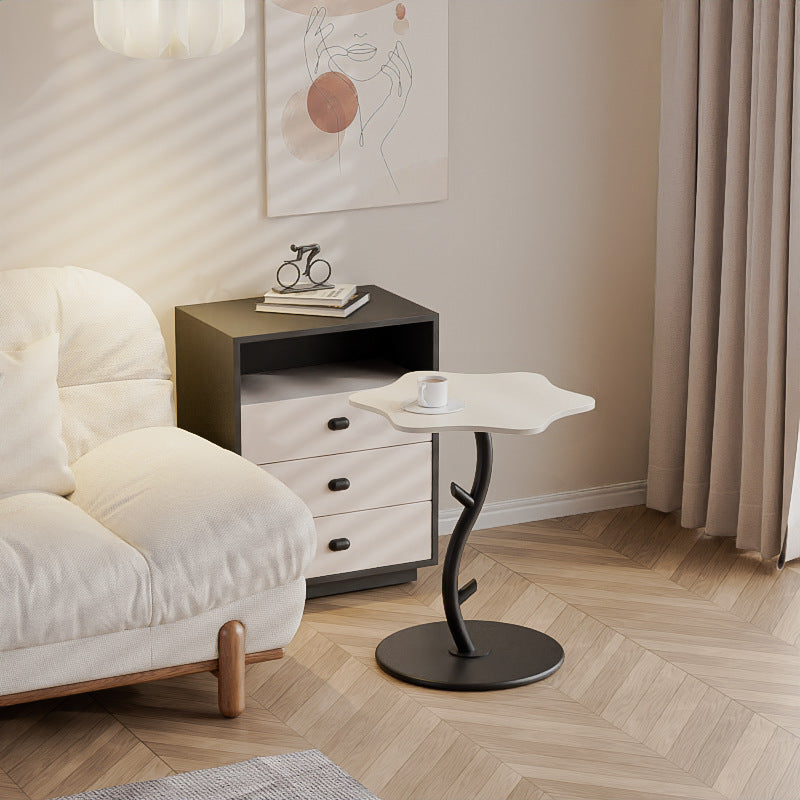 Contemporary Clouds Rock Slab Glass End Table