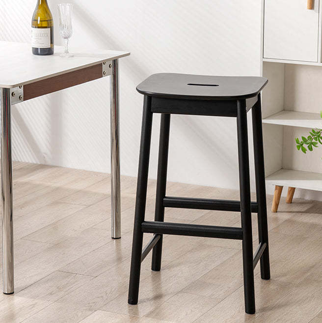 Lighom minimalist rectangular birch oak bar & counter stools — 17" L x 15" W x 24" H / Black