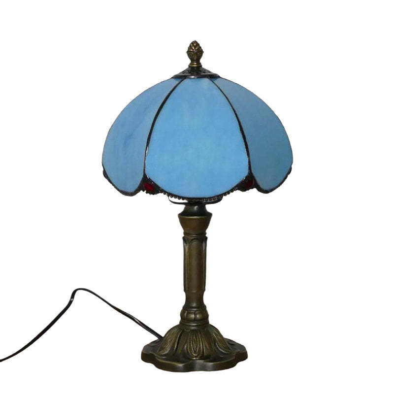 European Tiffany Blue Glass Petal Lamp