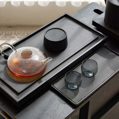 Vintage Rectangular Wood Glass 3-Tier Coffee Table
