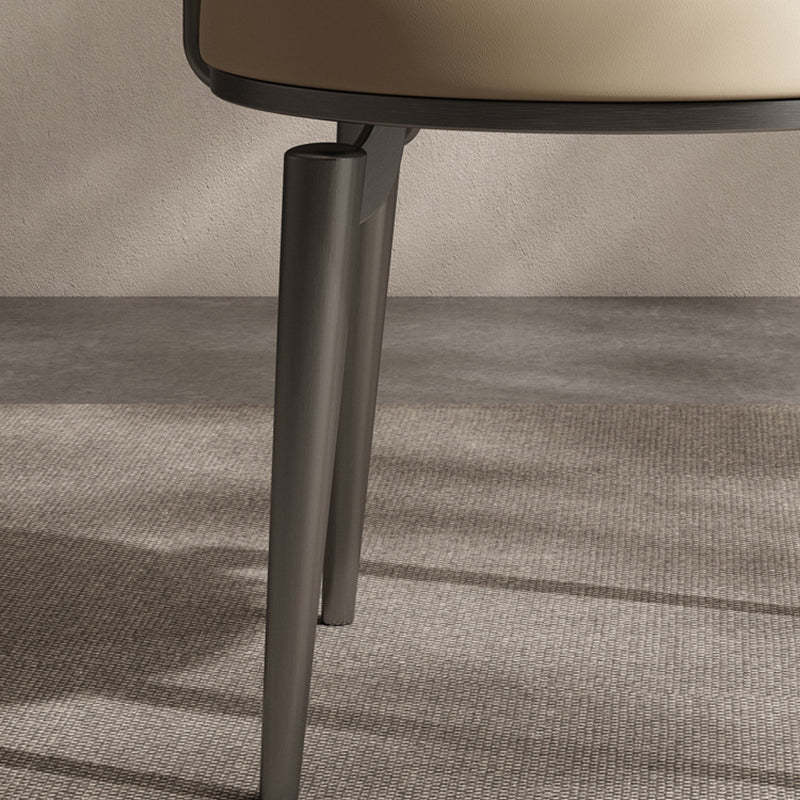 Nordic Round Leather Steel Dining Chair