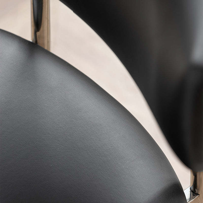 Minimalist Leather Square Dining Chair Curved Backrest