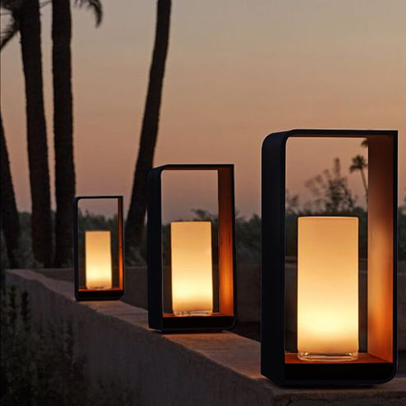 Minimalist stainless black steel landscape lighting, Lighom — 11.81" H x 7.87" W / Warm White (3000K) / 220V-240V (UK/AU