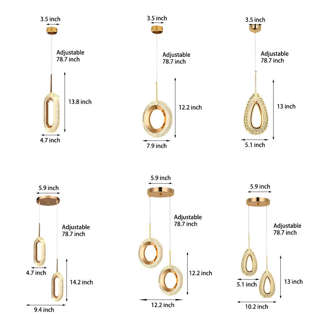 Circle Water Drop Minimalist Dimming Modern — Round / 2-Light / 3 Step Dimming